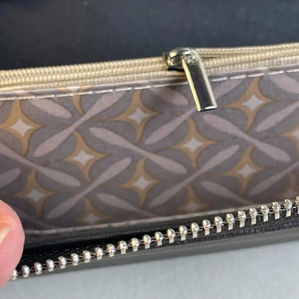CXL Christian Lacroix Ames Denim Double Zipper Wallet Black NWT